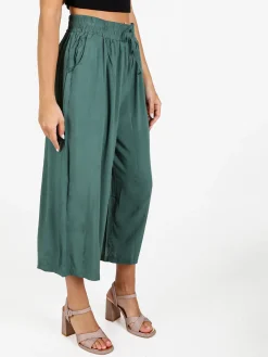 Solada Pantaloni cropped donna a gamba larga in cotone