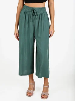 Solada Pantaloni cropped donna a gamba larga in cotone