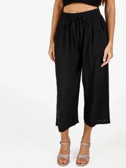 Solada Pantaloni cropped donna a gamba larga in cotone