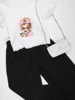 Solada Pantaloni da bambina a gamba larga con strass