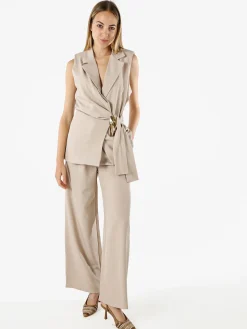 Solada Pantaloni da donna a gamba larga e vita alta - beige