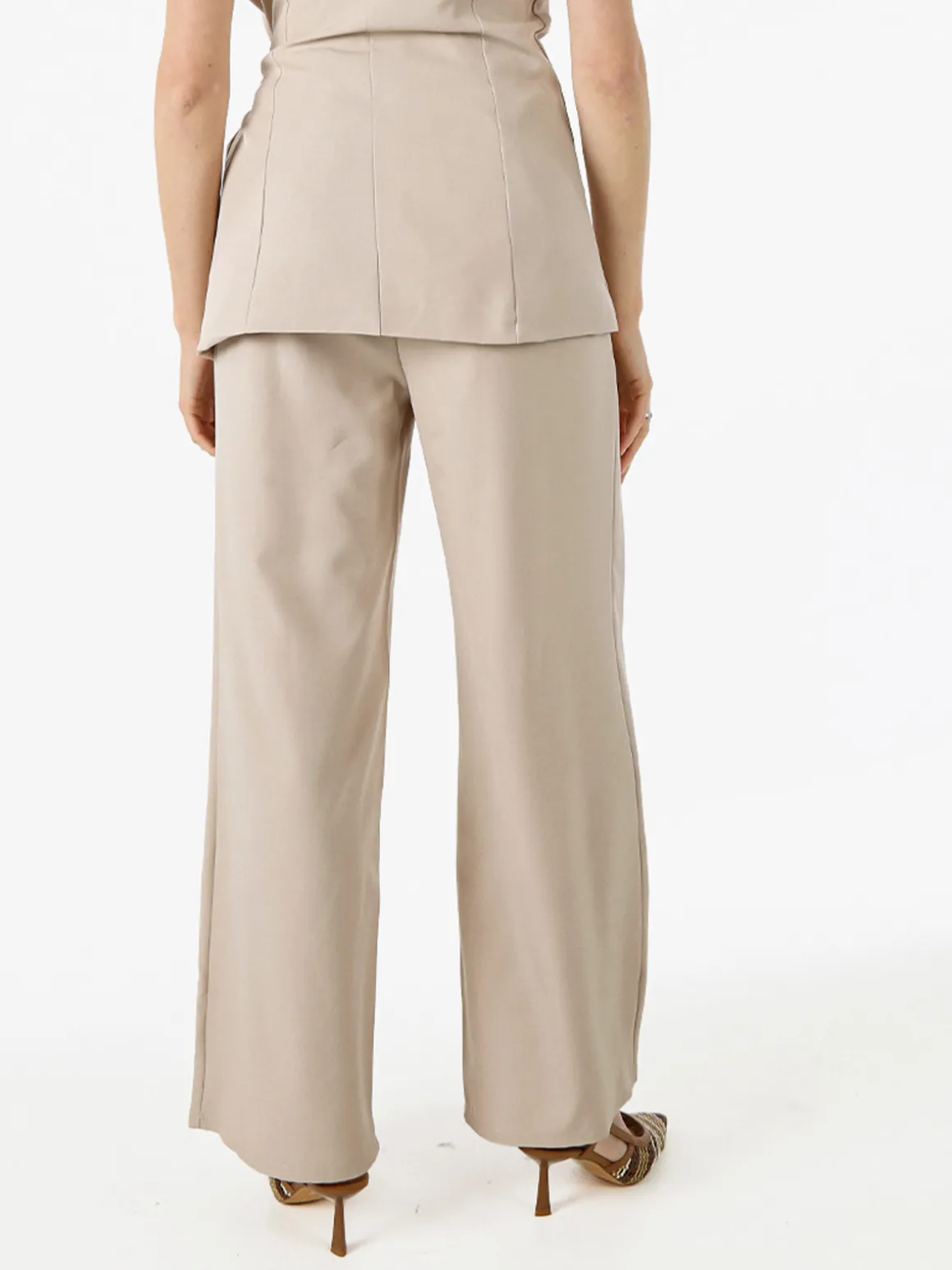 Solada Pantaloni da donna a gamba larga e vita alta - beige