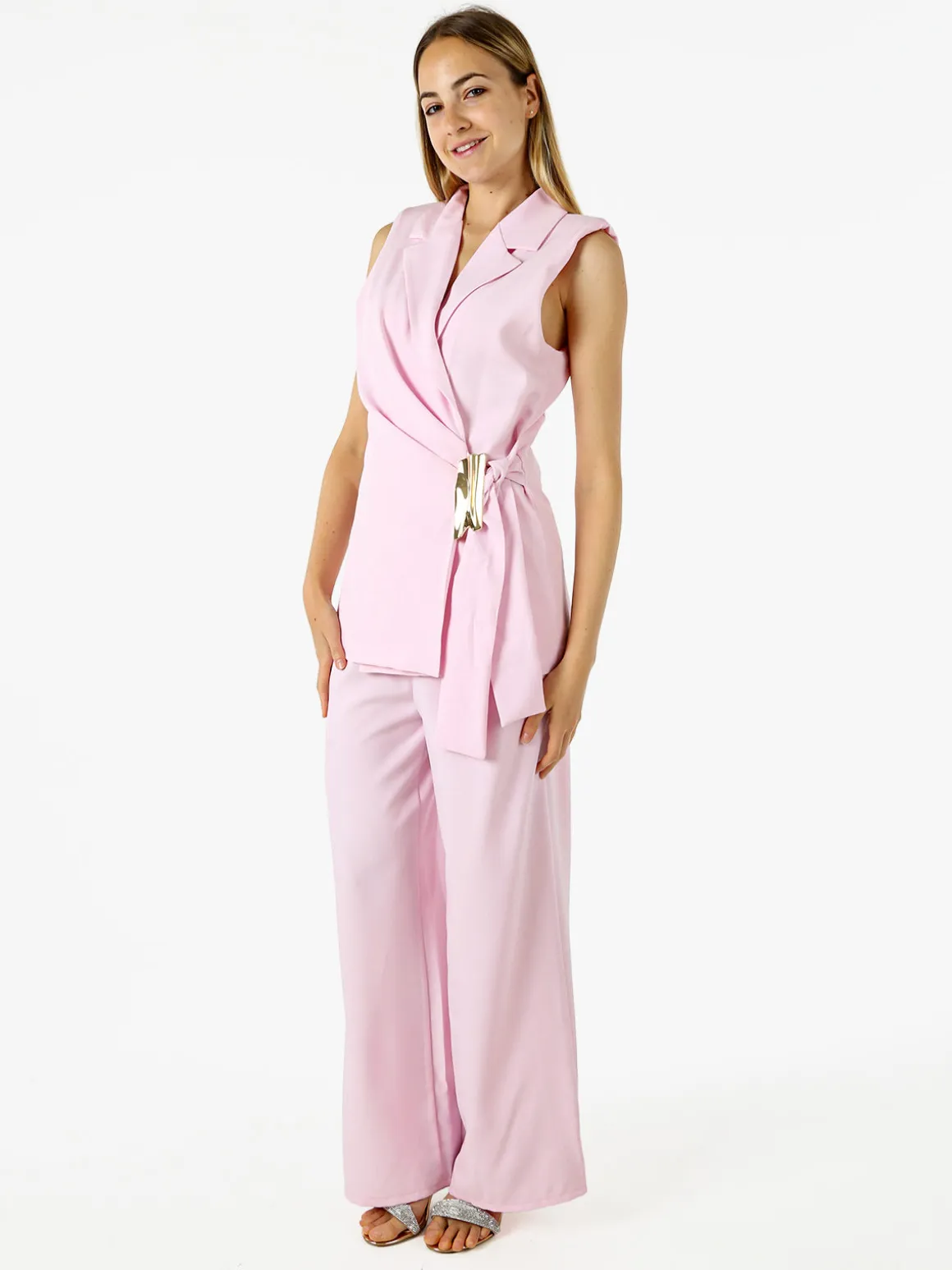 Solada Pantaloni da donna a gamba larga e vita alta - rosa