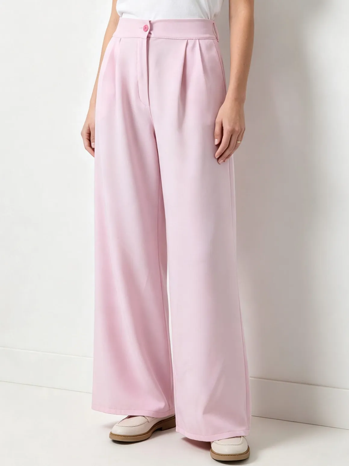 Solada Pantaloni da donna a gamba larga e vita alta - rosa
