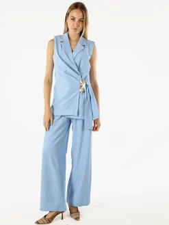 Solada Pantaloni da donna a gamba larga e vita alta - azzurro