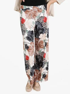 Solada Pantaloni da donna floreali a gamba larga