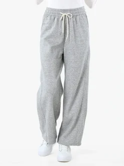 Solada Pantaloni da donna in felpa a gamba larga con coulisse - grigio