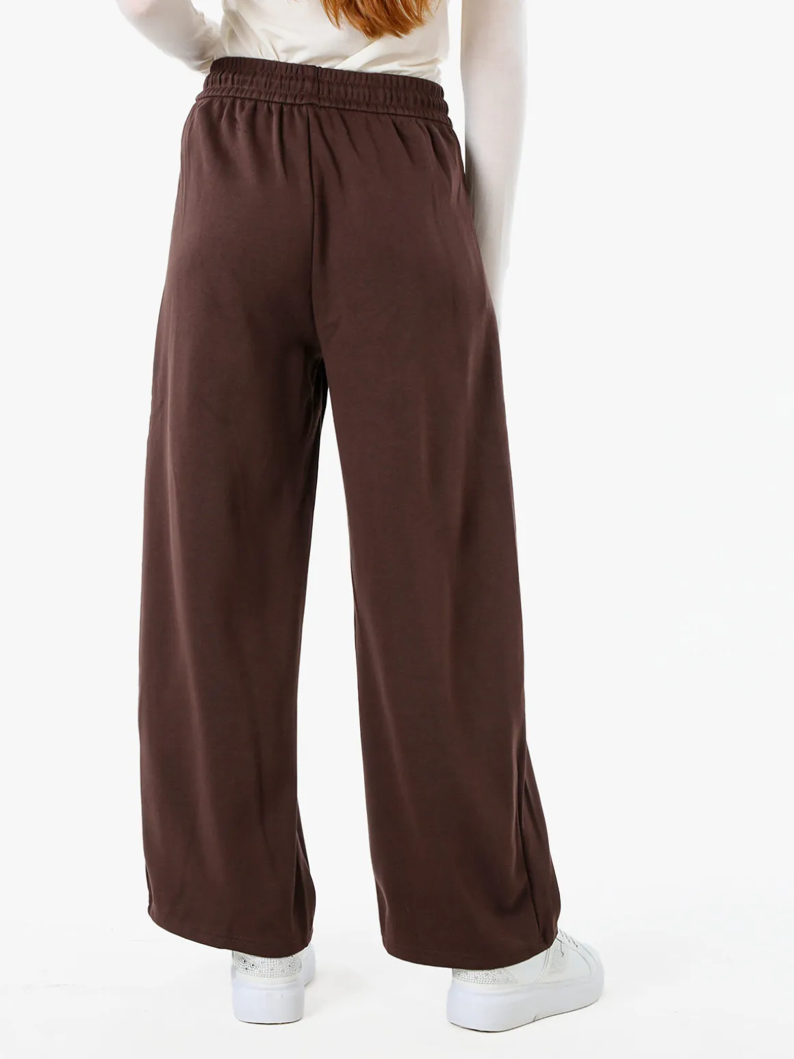 Solada Pantaloni da donna in felpa a gamba larga con coulisse - moro