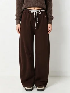 Solada Pantaloni da donna in felpa con elastico in vita - moro