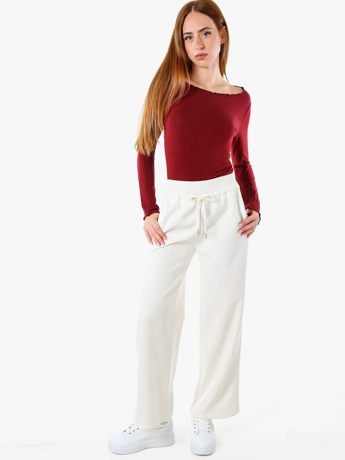 Solada Pantaloni da donna sportivi a gamba larga - bianco