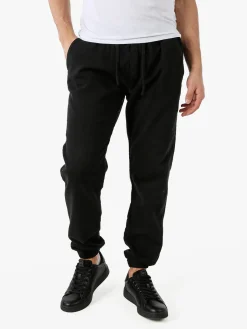 Solada Pantaloni da uomo in cotone con coulisse ed elastico sul finale - nero