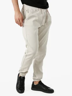 Solada Pantaloni da uomo in cotone con coulisse ed elastico sul finale - beige