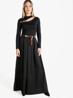 Solada Pantaloni donna a gamba larga con cintura - nero