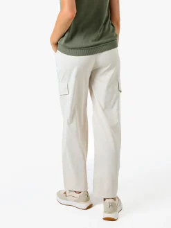 Solada Pantaloni donna a gamba larga con tasconi laterali e coulisse - beige