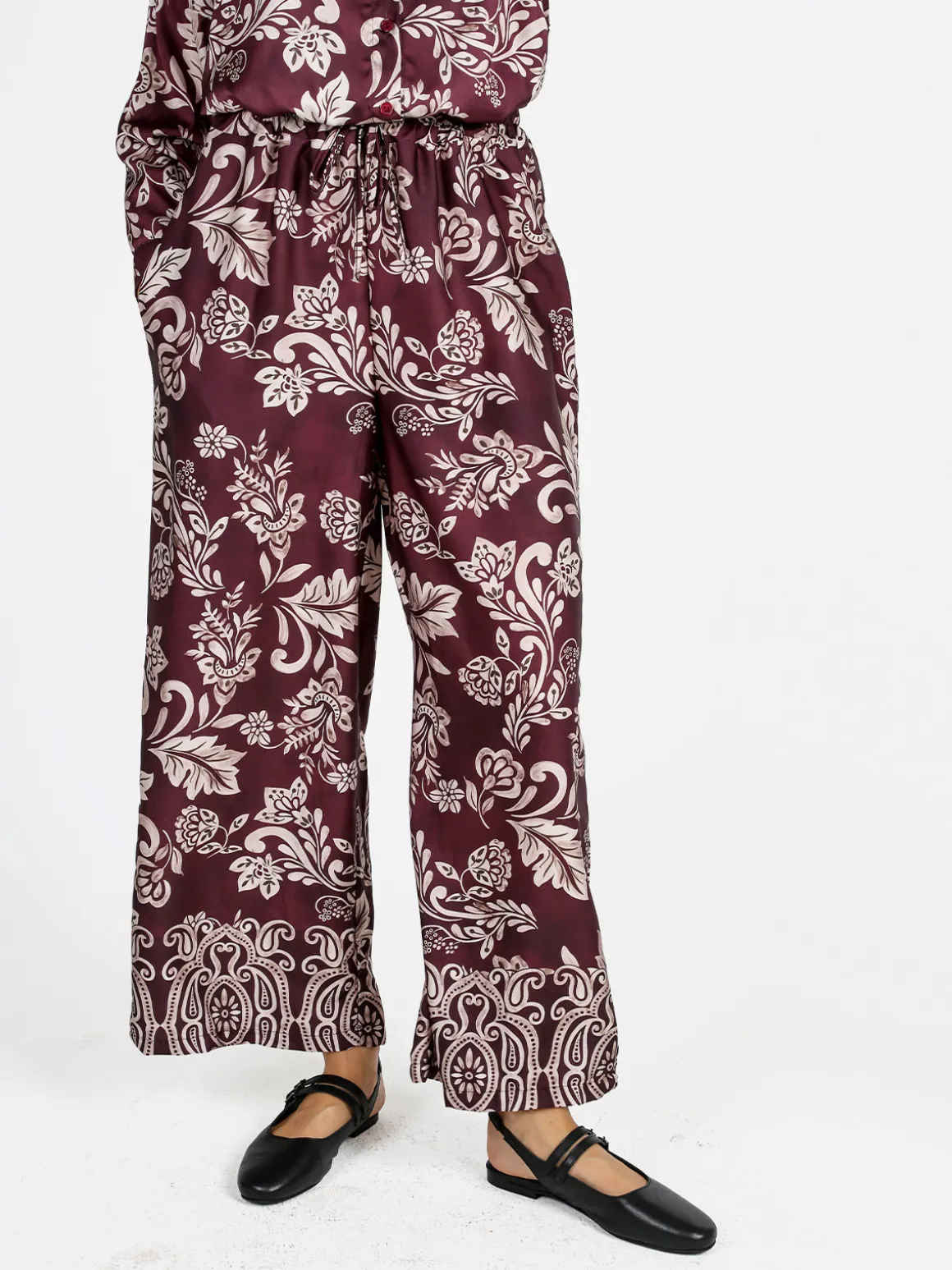 Solada Pantaloni donna a gamba larga con stampe - bordeaux