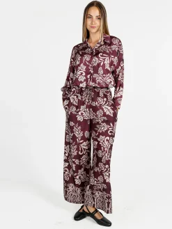 Solada Pantaloni donna a gamba larga con stampe - bordeaux
