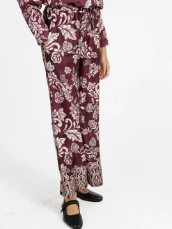 Solada Pantaloni donna a gamba larga con stampe - bordeaux