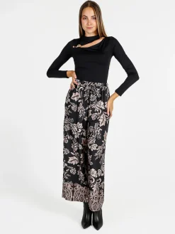 Solada Pantaloni donna a gamba larga con stampe - nero
