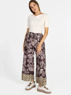 Solada Pantaloni donna a gamba larga con stampe - marrone