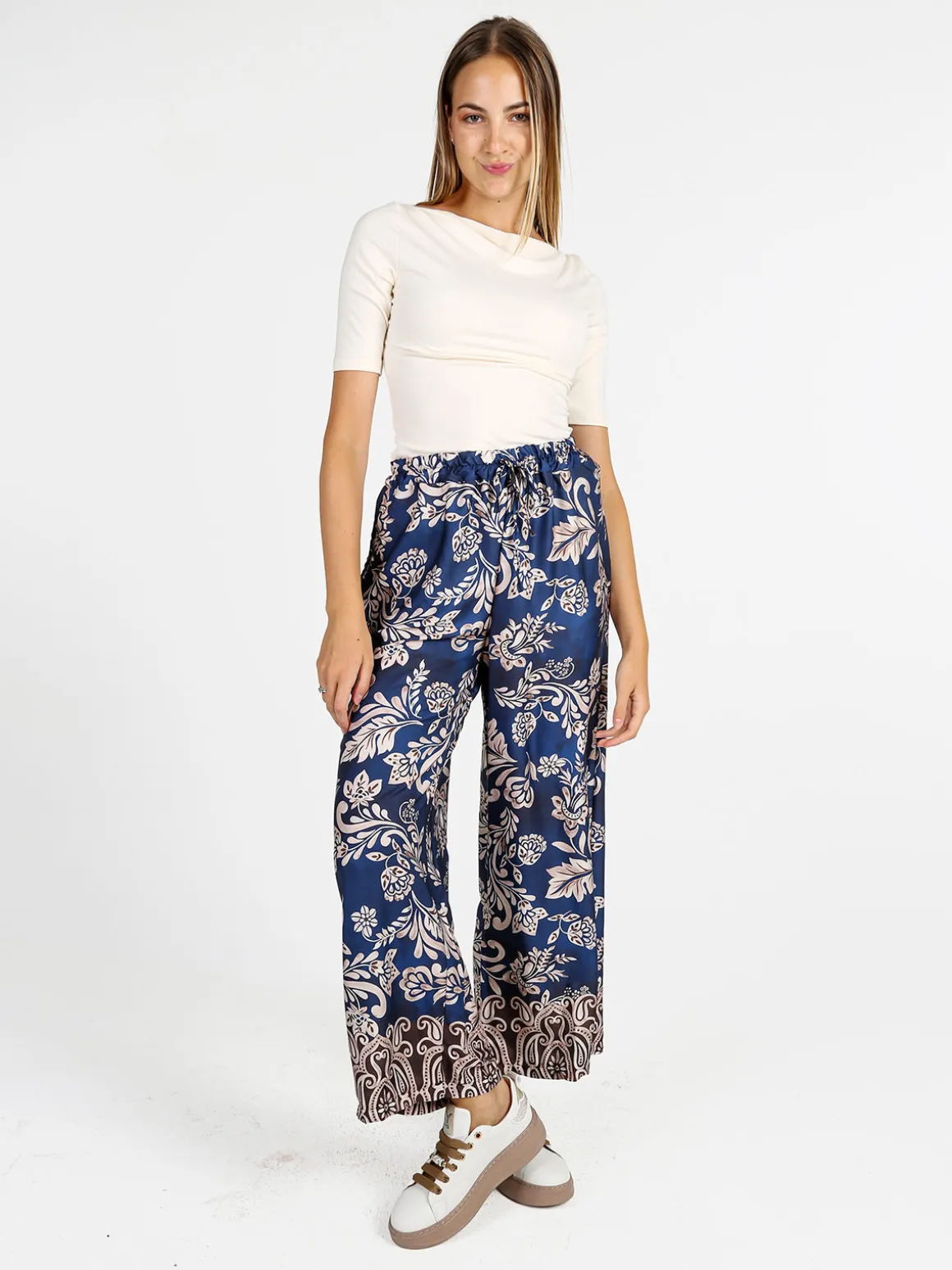 Solada Pantaloni donna a gamba larga con stampe - blu