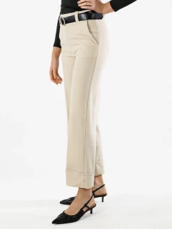 Solada Pantaloni donna a gamba larga con cintura - beige