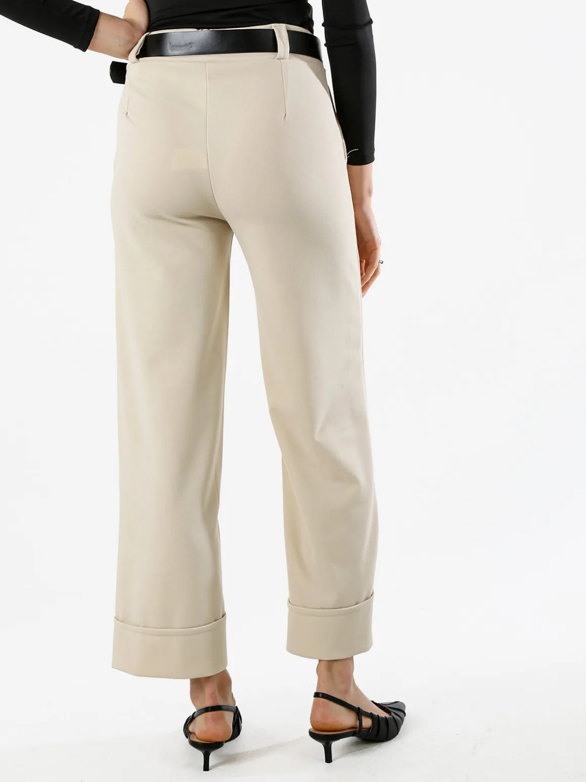 Solada Pantaloni donna a gamba larga con cintura - beige