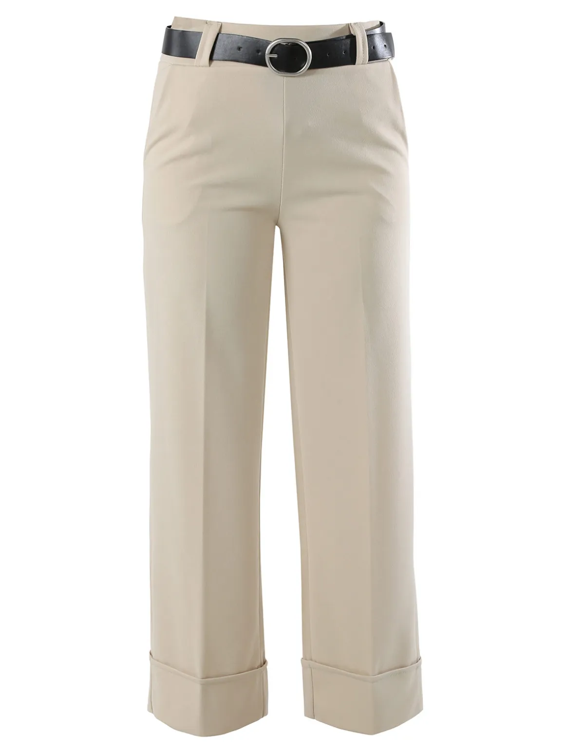 Solada Pantaloni donna a gamba larga con cintura - beige