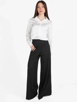 Solada Pantaloni donna a gamba larga con borchie lucciccanti