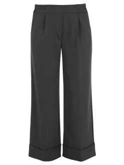 Solada Pantaloni donna a gamba larga con risvolto - grigio scuro