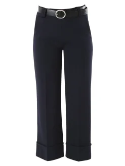 Solada Pantaloni donna a gamba larga con cintura - blu scuro