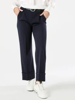 Solada Pantaloni donna a gamba larga con cintura - blu scuro