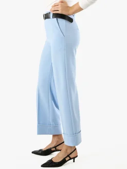 Solada Pantaloni donna a gamba larga con cintura - azzurro