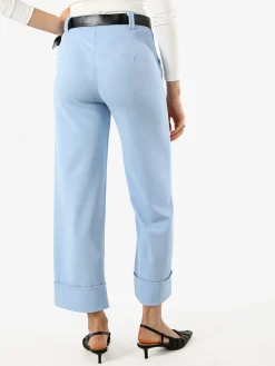 Solada Pantaloni donna a gamba larga con cintura - azzurro