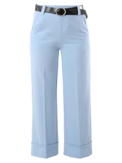 Solada Pantaloni donna a gamba larga con cintura - azzurro