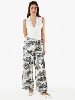 Solada Pantaloni donna a gamba larga con stampe - nero