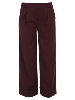 Solada Pantaloni donna a gamba larga con risvolto - bordeaux