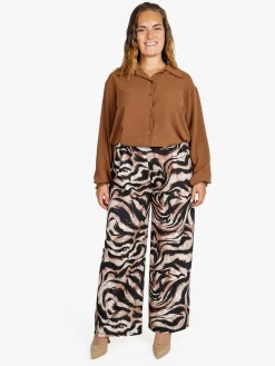 Solada Pantaloni donna a gamba larga con stampa fantasia - khaki