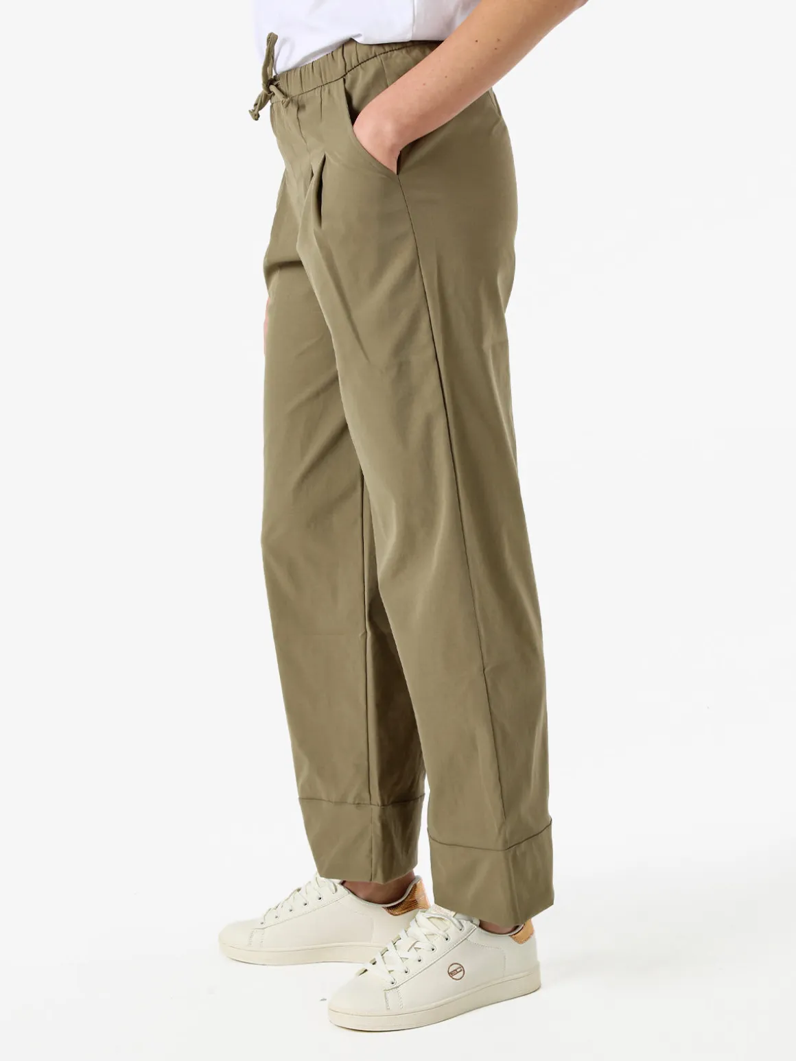 Solada Pantaloni donna a gamba larga con coulisse - militare