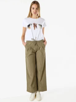 Solada Pantaloni donna a gamba larga con coulisse - militare