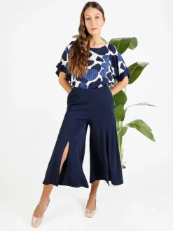 Solada Pantaloni donna a gamba larga con spacco centrale