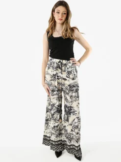 Solada Pantaloni donna a gamba larga con stampe - nero