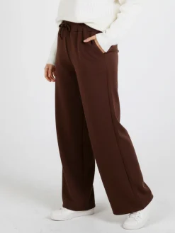 Solada Pantaloni donna a gamba larga taglie forti - marrone