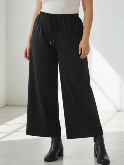 Solada Pantaloni donna a gamba larga taglie forti - nero