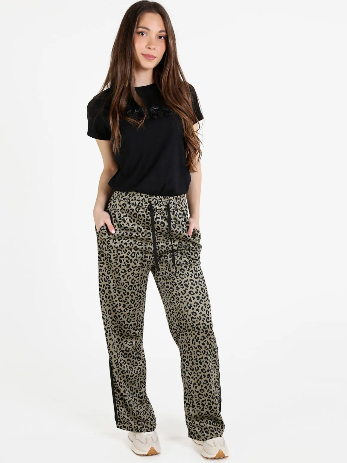 Solada Pantaloni donna animalier a gamba larga