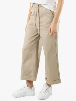 Solada Pantaloni donna a palazzo con risvolto - khaki