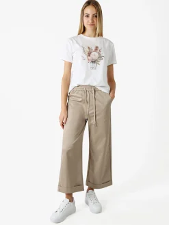 Solada Pantaloni donna a palazzo con risvolto - khaki