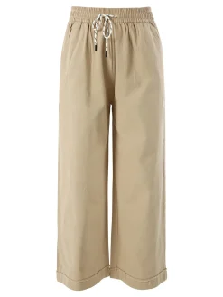 Solada Pantaloni donna a palazzo con coulisse - khaki