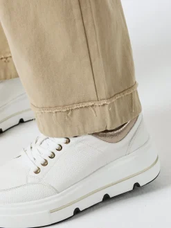 Solada Pantaloni donna a palazzo con coulisse - khaki
