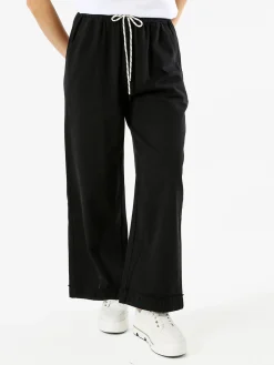 Solada Pantaloni donna a palazzo con coulisse - nero