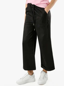 Solada Pantaloni donna a palazzo con risvolto - nero